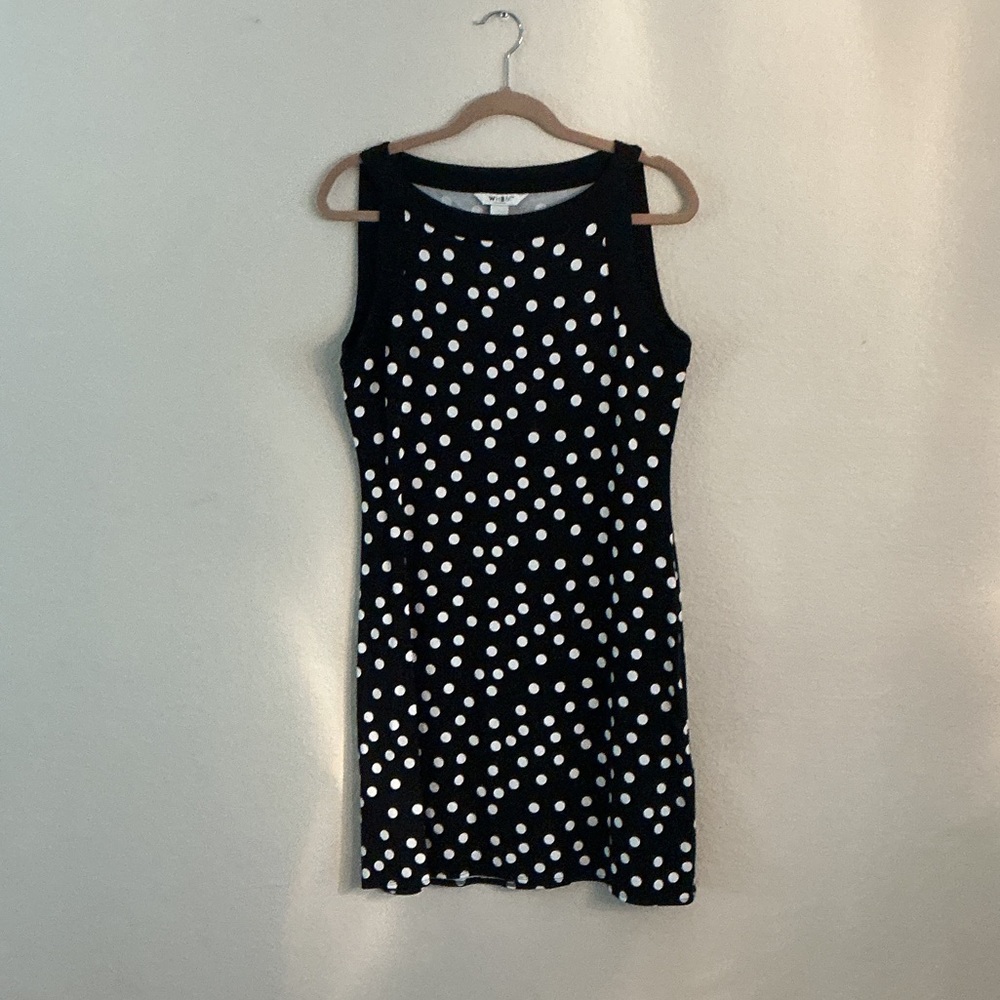 White House Black Market Black and White Polka Dot Mini Dress